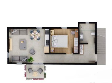 Modern Fethiye Town Apartments - 1 Bedroom floor plan