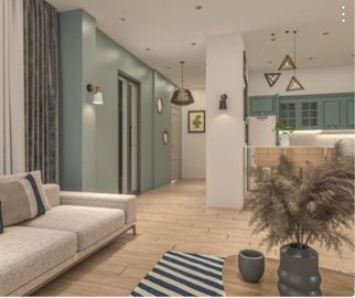 Nearing Completion Detached Stylish Marmaris Duplex Villas For Sale – Living area through to modern kitchen