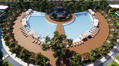 Ultra-Modern Investment Properties For Sale In Altintas, Antalya - Arial view over the communal pool