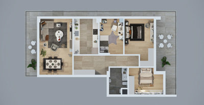 Notable Investment Properties For Sale In Antalya - Three bedroom interior plan