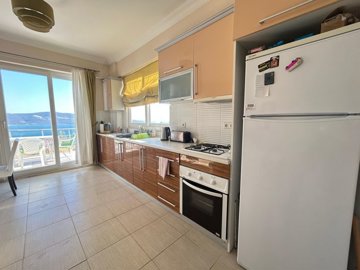 Sea View Apartment For Sale In Didim - Sea view terrace from the kitchen
