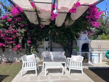 A Stylish Dalyan Bungalow For Sale With A Private Pool & Garden - Terrace with a BBQ and bougainvillea