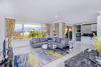 Exceptional Apartment For Sale In Kargicak, Alanya - Open-plan living area