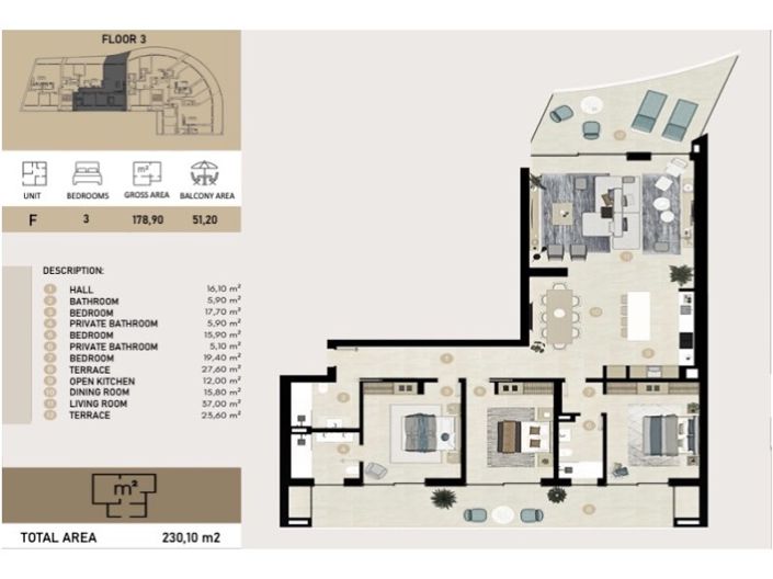 Image No.31-3 Bed Apartment for sale