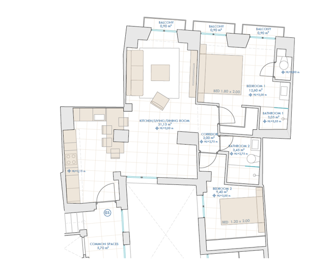 Image No.2-2 Bed Apartment for sale